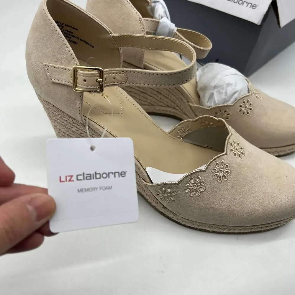 Liz Claiborne Morgan Women's Wedge Heels Cream Sand Size 9.5M
